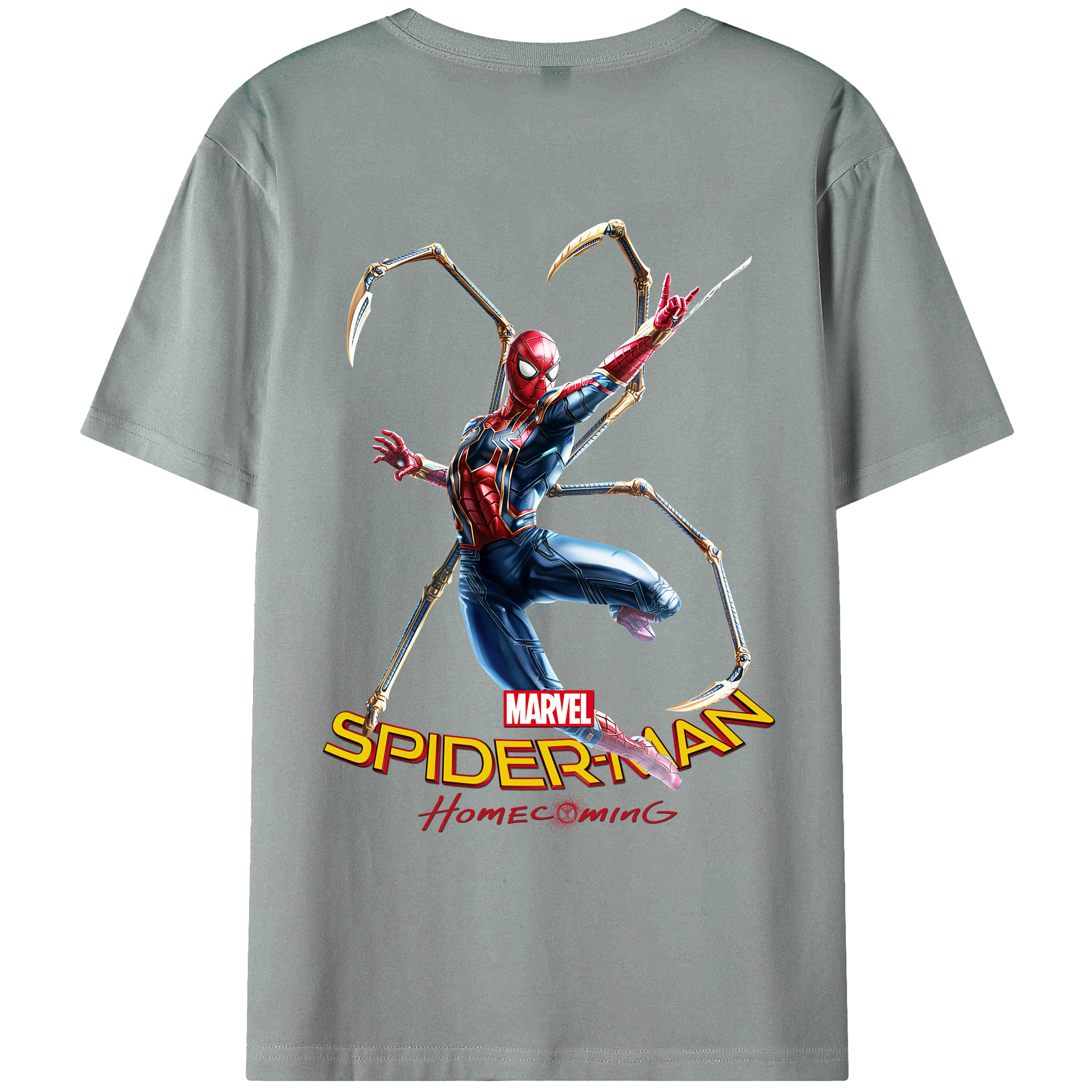 （画像用） Spider Man スパイダーマン 綿100％ メンズ半袖Tシャツ（バックプリント） 通気性